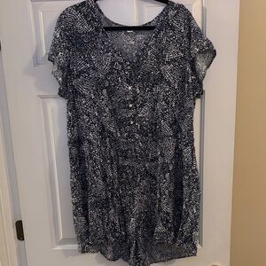 GAP Navy and White Printed Short Jumpsuit Romper